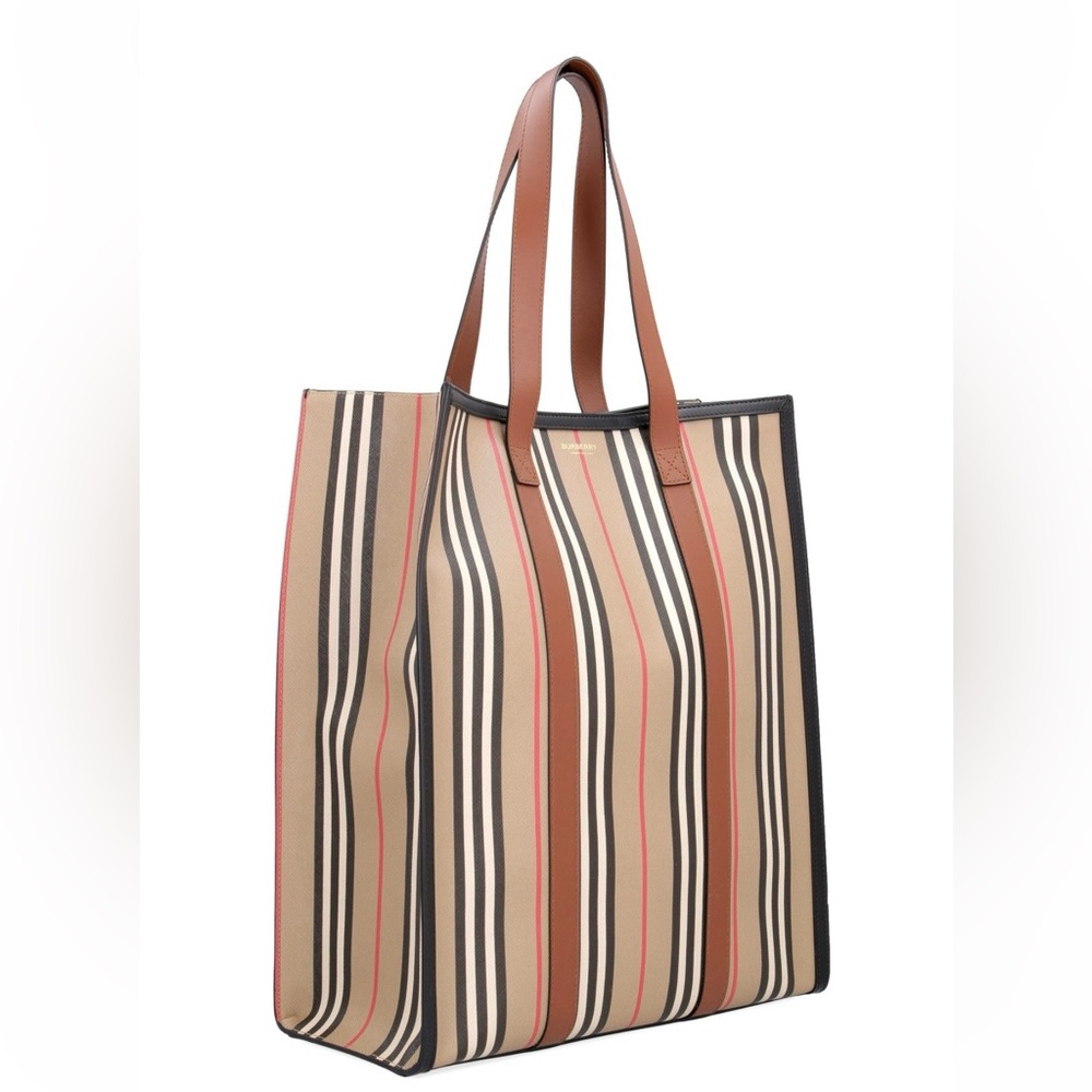 Authentic Burberry Icon Stripe E-Canvas Portrait Tote bag - Picture 3 of 16